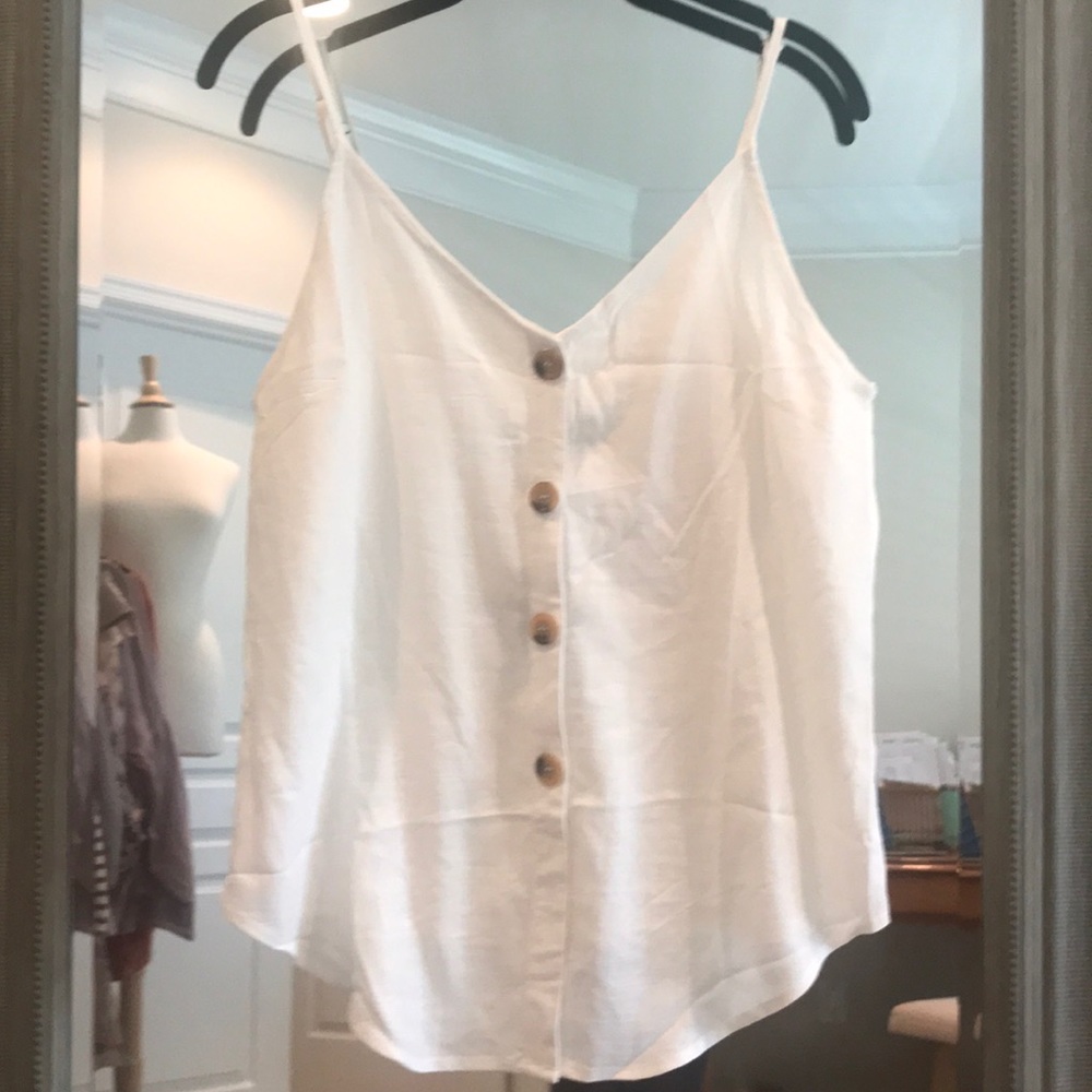 Ivory, button down, linen tank